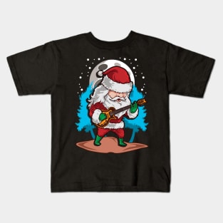 Christmas Santa Claus Guitar Player Guitarist Musician Gift Kids T-Shirt